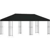 Syfax Gartenpavillon 6 x 3 m Schwarz Polyester und Stahl 190 gsm