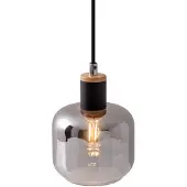 Näve Pendelleuchten - 1er Pendelleuchte "FUMOSO" Ø: 13cm, Hängelampe im Retro Style, aus Metall und Glas in schwarz, 120 cm hoch, Ø 13 cm, E14-Fassung