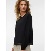 Vero Moda Blusenshirt "VMSIGNE LS PLISSE TOP WVN" mit Schlingenverschluss