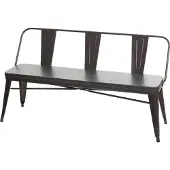 Mendler 3er Sitzbank HWC-H10, Garderobenbank Esszimmerbank, Kunstleder Chesterfield Industrial Gastronomie schwarz-grau