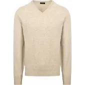 William lockie V-Ausschnitt Pullover Lammwolle Linen Beige