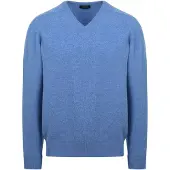 William lockie V-Ausschnitt Pullover Lammwolle Jeans Melange