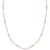 Elli Silberkette "Halskette Erbskette Kugeln Süßwasser-Zuchtperlen 925er Silber" Gr. 40, rosa (rosegold), Halsketten, Damen, 40, Silber 925 (Sterlingsilber), Silberkette