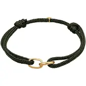 KUZZOI Armkette "Armband Glieder Oval Nylon 925 Sterling Silber" Gr. 190, grün (olive), Armbänder, Herren, Silber 925 (Sterlingsilber), Armkette