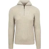 No-excess Halfzip Pullover Two Coloured Melange Greige - male
