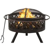 vidaXL Rustikale Feuerstelle mit Schürhaken 76 cm XXL Stahl
