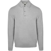 Profuomo Langarm - Longsleeve Poloshirt Luxury Basic Grau - adult