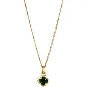 Elli Kette mit Anhänger "Halskette Kleeblatt Emaille Anhänger 925 Sterling Silber vergoldet" Gr. 45, grün, Halsketten, Damen, Silber 925 (Sterlingsilber), Kette mit Anhänger