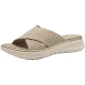 Tamaris Comfort Damen Pantoletten mit Chunky-Sohle Vegan, Mehrfarbig (Beige/Gold