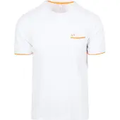 Sun68 Piqué T-Shirt Fluo Stripe Weiß