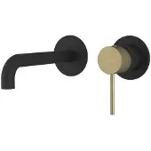 Sapho ULTRASAN 2-Loch Waschtischarmatur, Auslauf 20cm, Schwarz matt/Gold matt