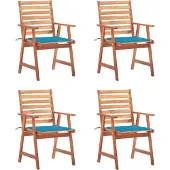 Syfax Garten-Essstühle 4 Stk. mit Kissen Massivholz Akazie