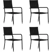Syfax Garten-Essstühle 4 Stk. Stapelbar Schwarz Polyrattan