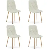 Leobert LIBRA Stuhl – Beige Farbe, Stoffbezug / Holzfüße (4 Stück)