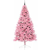 vidaXL Künstlicher vorbeleuchteter Weihnachtsbaum Rosa 240 cm PVC