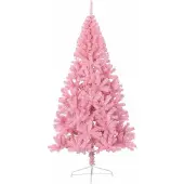 vidaXL Künstlicher vorbeleuchteter Weihnachtsbaum Rosa 210 cm PVC