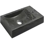 Sapho BLOK Stein-Waschtisch 40x22cm, Wasserhahn rechts, Anthrazit schwarz