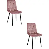 Leobert Libra Stühle Aus Rosa Samt Mit Schwarzen Beinen (2Er - Set)