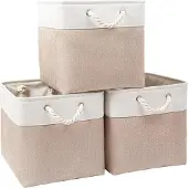 OEM Faltbare Stoffbehalter 33x38x33 cm Beige/Weiß 3er Set