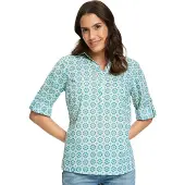 Inspirationen WITT WEIDEN Druckbluse in weiß-pistazie-bedruckt | Gr.: 42