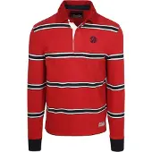 Superdry für Herren. M1110479A Polo Vintage Athletic Stripe Rugby rot (M), Lässig, Baumwolle, Langarm