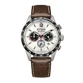 Citizen Herren Racing-Chronograph CA4714-04A Solar Eco Drive Edelstahl Lederband braun