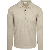 Profuomo Langarm-Poloshirt Luxury Basic Ecru