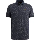 PME Legend Poloshirt mit Allover-Print und Rippkragen