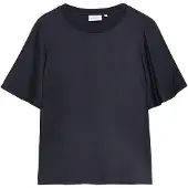 Comma T-Shirt , Damen, Gr. 46, schwarz (navy), Single Jersey, Obermaterial: 95% Viskose, 5% Elasthan, unifarben, regular fit normal, Rundhals, Shirts T-Shirt, mit geripptem Ausschnitt