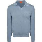 Suitable Longsleeve Knitted Poloshirt Riva Pocket Hellblau - XL