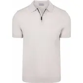 Suitable Knitted Half Zip Poloshirt Dan Ecru - XXL