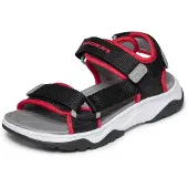 SKECHERS Sandale "TREAD SEEKER", Jungen, Gr. 34, schwarz (schwarz, rot), Textil, kontrastfarbene Details, Schuhe Sandale, Sommerschuh mit Klettverschluss, Größenschablone zum Download