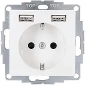 USB Schutzkontakt-Steckdose inCharge Pro, 2x , 2,4 A, reinweiß glänzend