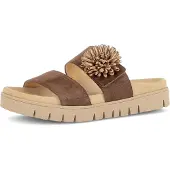 Gabor Pantolette Plateau, Sommerschuh, Schlupfschuh mit Bast-Zierblüte