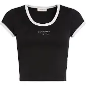 Calvin Klein Ss Monologo Scoop Neck Top Black Größe: M | Hemden Outlet | Damen | Schwarz