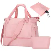 Unyqoos Reiserucksack für Damen 32 L – Rosa, mit Schuhfach & Zubehörset, aus wasserabweisendem Polyester, handgepäckfreundlich, mit Trolleyriemen