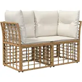 vidaXL Outdoor-Lounge 2 Stk. 2-Sitzanzahl Natürlich und Cremweiß