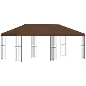 Syfax Gartenpavillon 6 x 3 m Braun Polyester und Stahl 190 gsm