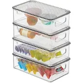 OEM Kunststoff-Box mit Deckel und Griffen, transparent grau, 4er-Set