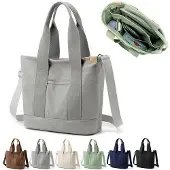 OEM Graue Canvas Schultertasche mit Reißverschluss und Fächern Medium