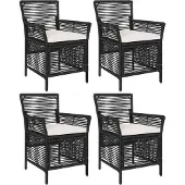 Syfax Gartenstuhl 4 stk. Schwarz und Creme Poly-Rattan
