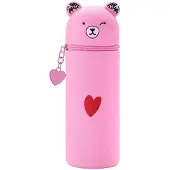 OEM Weiches Silikon-Etui, 2in1 Etui und Stifthalter, rosa, für Schüler