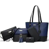 OEM Große Damenhandtaschen-Set, 5-teilig, blau/schwarz, vielseitig