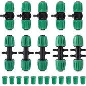 Markenlos Schlauchadapter 1/2 Zoll - 1/4 Zoll Fittingset mit T-Stücken und Vierwegverbindern