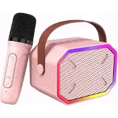 OEM Karaoke-Set: Bluetooth-Karaoke-Gerät für Kinder mit kabellosem Mikrofon und LED-Leuchten – rosa