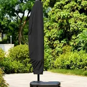OEM Schwarzer Sonnenschirm 205 cm mit Reißverschluss und Zugseil