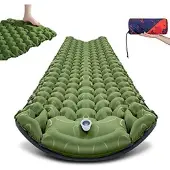 Markenlos Luftbett mit Eingebauter Pumpe - Selbstaufblasbar - 1-Personen Schlafmatte - 8CM - Grün Grau