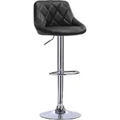 OEM Schwarzer Barhocker Deluxe mit Rückenlehne, höhenverstellbar, Kunstleder