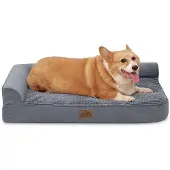 OEM Orthopädisches Hundebett, 19cm dick, mittelgroß, abnehmbar, waschbar, rutschfest, wasserdicht, Grau