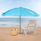 OEM Blaue aufklappbare Winddichte Strandsonnenschirm Ø200 Silber Lackierung UV50
